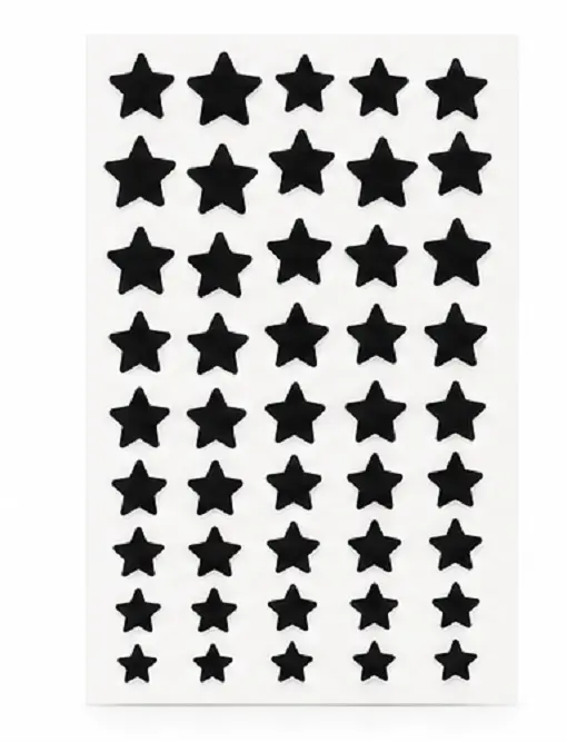 Black Star Shape Velvet Bindi Pack of 5 Sheets | Self Adhesive Designer Bindis - Image 2