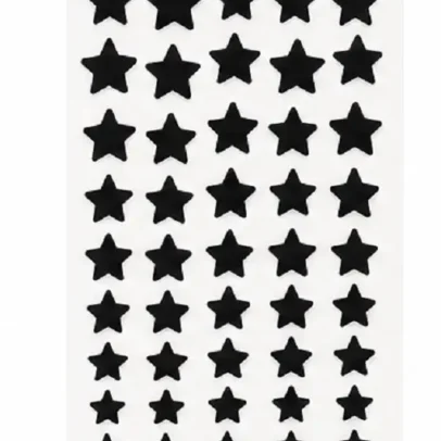 Black star shape velvet self adhesive bindi stickers pack of 5 sheets for women and girls, suitable for weddings, festivals, pooja, dance performances, parties, stage shows and traditional ethnic wear.