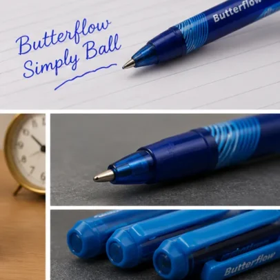 Cello Butterflow Simply Ball Pen Pack of 10 Smooth Blue Ink Pens.,