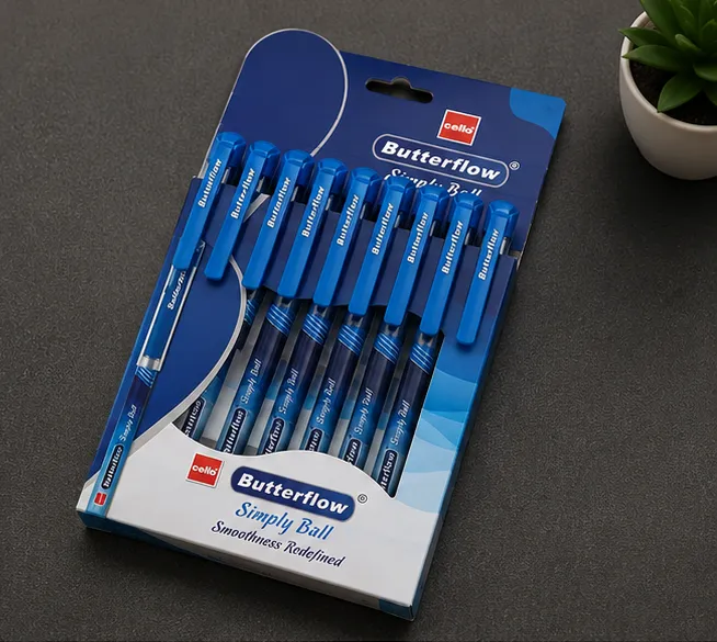 Cello Butterflow Simply Ball Pen – Blue Ink Pack of 10 | Smooth Writing Ball Pens - Image 4