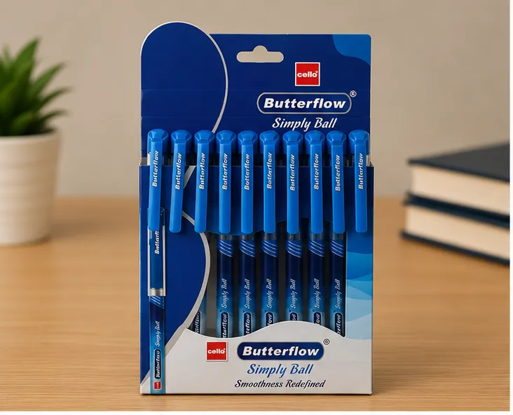 Cello Butterflow Simply Ball Pen – Blue Ink Pack of 10 | Smooth Writing Ball Pens - Image 5