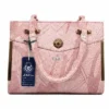 ELLO Pink Textured Women's Handbag with Dual Handles Premium Fashion Tote Bag for Office, Shopping and Daily Use