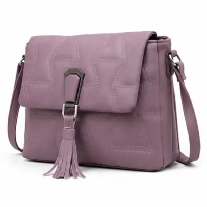 Lavender Women's Sling Bag with Adjustable Shoulder Strap and Tassel Lock for Office Shopping Travel and Daily Use