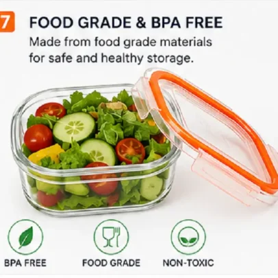 Glass Food Storage Container with Silicone Seal.,.