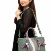Green Women's Designer Handbag with Scarf Handles Premium Tote Bag for Office Shopping Travel and Daily Use