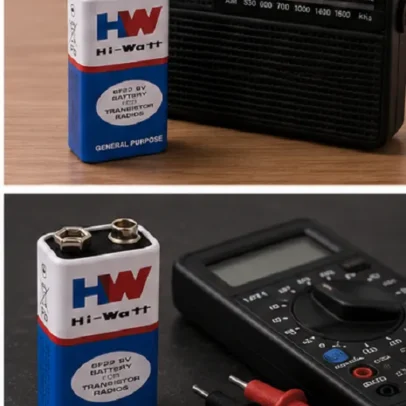 Hi-Watt 9V Battery (6F22) General Purpose Battery for Transistor Radios,.