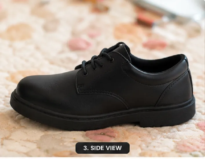 Kids Black School Shoes | Lace-Up Formal School Shoes for Boys & Girls - Image 2