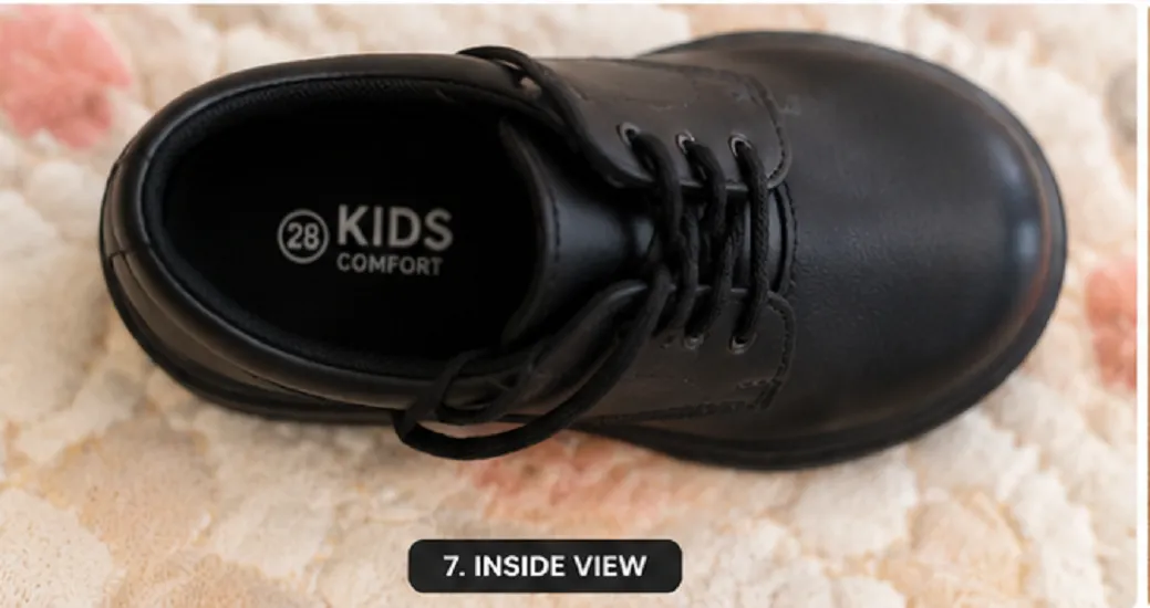 Kids Black School Shoes | Lace-Up Formal School Shoes for Boys & Girls - Image 3