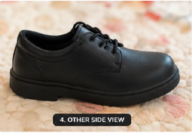 Kids Black School Shoes | Lace-Up Formal School Shoes for Boys & Girls - Image 4