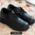 Kids black lace-up school shoes with durable synthetic upper, anti-slip rubber sole, comfortable cushioned insole, suitable for boys and girls.