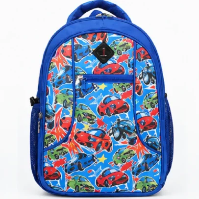 Multi-colour kids school backpack with padded shoulder straps, breathable back panel, adjustable straps, side mesh pockets, and water-resistant fabric for boys and girls.