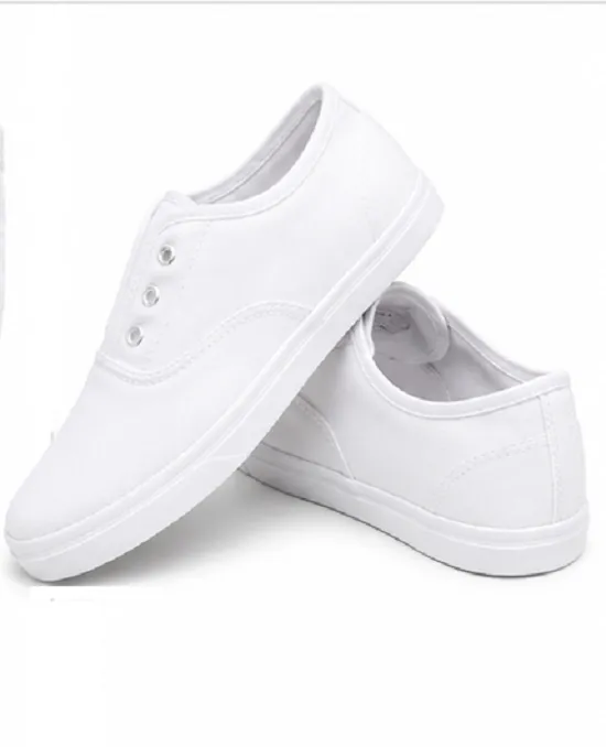 Kids White Canvas School Shoes | Lightweight Uniform Shoes for Boys & Girls - Image 3