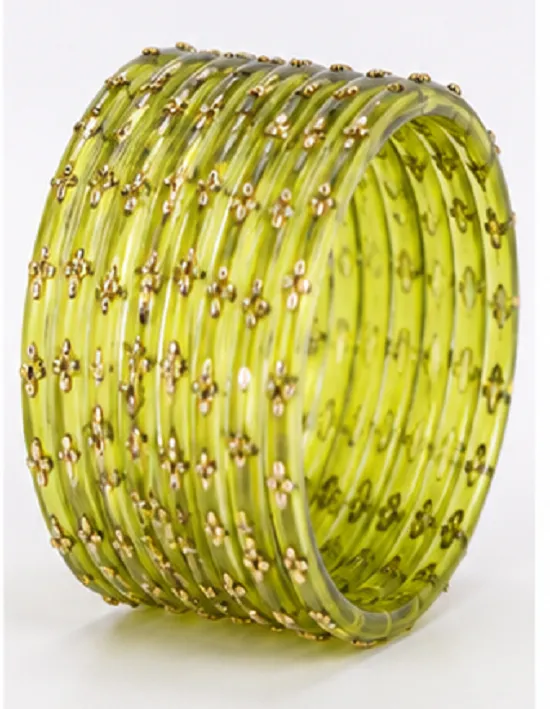 Light Green 24 PCS Glass Bangles Set for Women - Image 2