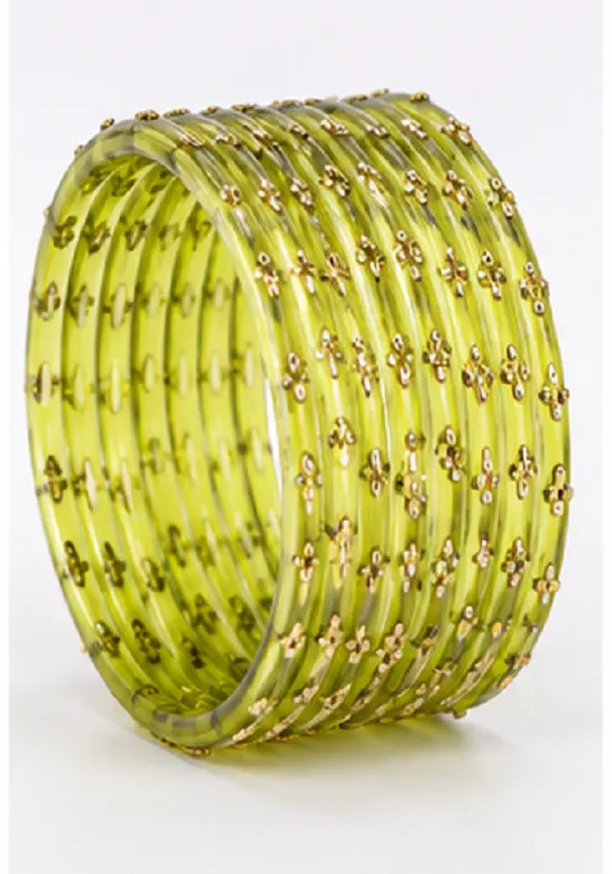 Light Green 24 PCS Glass Bangles Set for Women - Image 4