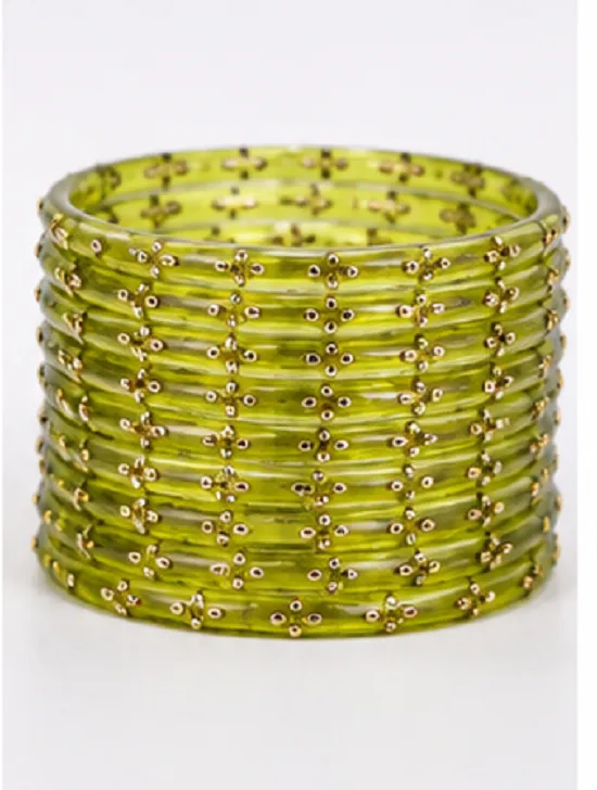 Light Green 24 PCS Glass Bangles Set for Women - Image 5