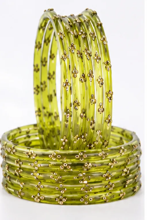 Light Green 24 PCS Glass Bangles Set for Women - Image 6