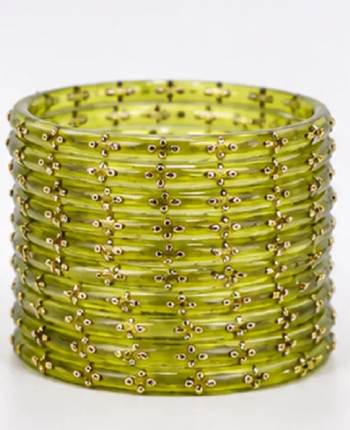 Light Green 24 PCS Glass Bangles Set for Women - Image 7