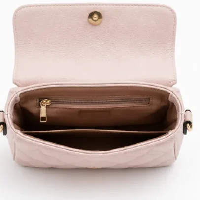 Light Pink Quilted Womens Mini Sling Bag,.