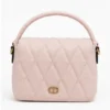 Light Pink Quilted Women's Mini Top Handle Sling Bag with Adjustable Shoulder Strap