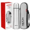 Milton Thermosteel vacuum flask 1000ml made from stainless steel with insulated carry bag for keeping water, tea and coffee hot or cold during travel, office and outdoor use.