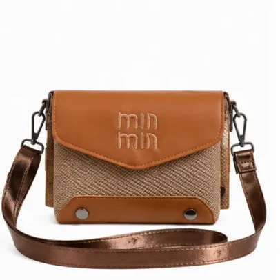 Min Min Brown Women's Crossbody Sling Bag with Adjustable Shoulder Strap and Premium Textured Finish