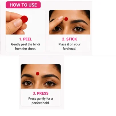 Multi Colour Bindi Dots Velvet Round Self Adhesive Bindi for Women & Girls Pack of 5.,