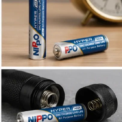 NIPPO Hyper AAA Zinc Chloride Battery Pack of 12 for Everyday Electronic Devices.