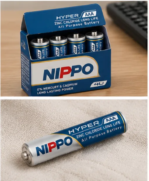 NIPPO Hyper AAA Battery Pack of 12 | Long Life Zinc Chloride Batteries - Image 3