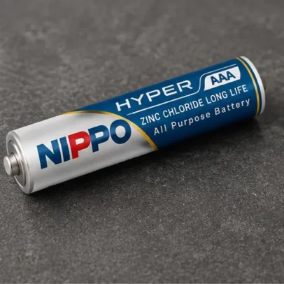 NIPPO Hyper AAA 1.5V zinc chloride battery pack of 12 for remote controls, clocks, toys, wireless mouse, keyboards, flashlights and electronic devices.
