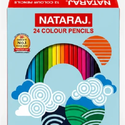 Nataraj 24 Colour Pencils with free sharpener premium colouring pencils for students drawing sketching and colouring.