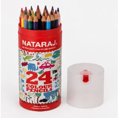 Nataraj Colour Pencils 24 Shades in Reusable Tube.,,