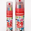 Nataraj Colour Pencils 24 Shades in reusable storage tube for kids, students, drawing, colouring, sketching, and school projects.