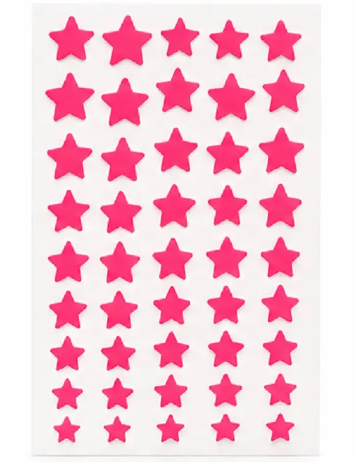 Pink star shape velvet self adhesive bindi stickers pack of 5 sheets for women and girls, perfect for weddings, festivals, pooja, dance performances, parties and traditional ethnic wear.