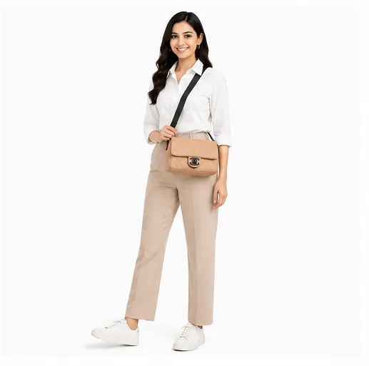 Beige Quilted Women's Sling Bag | Premium Crossbody Shoulder Bag for Women - Image 4