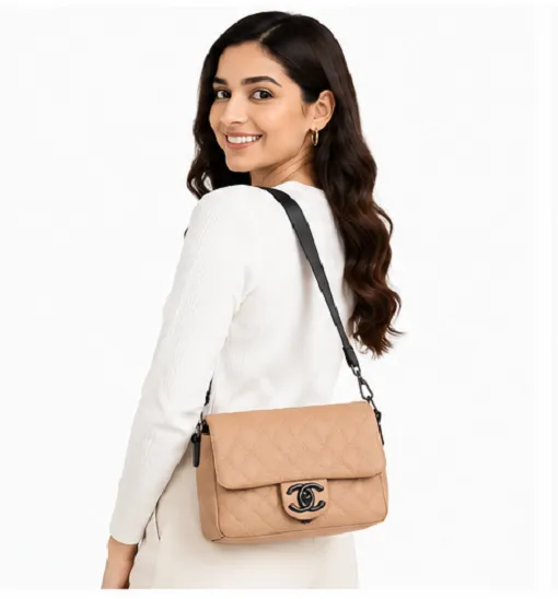 Beige Quilted Women's Sling Bag | Premium Crossbody Shoulder Bag for Women - Image 5