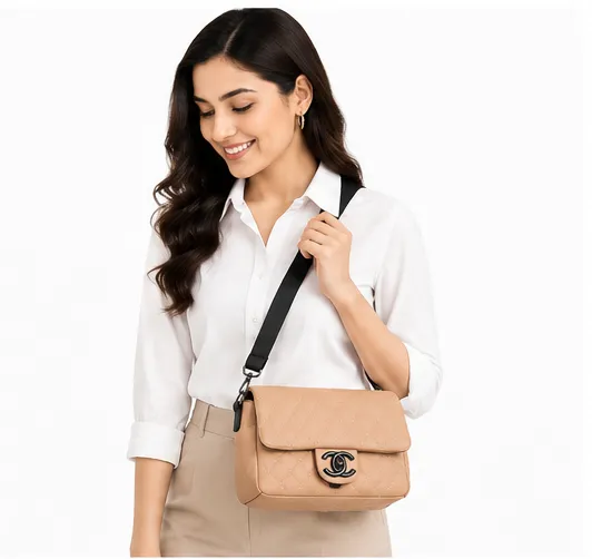 Beige Quilted Women's Sling Bag | Premium Crossbody Shoulder Bag for Women - Image 6
