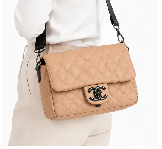 Beige Quilted Women's Sling Bag | Premium Crossbody Shoulder Bag for Women - Image 2