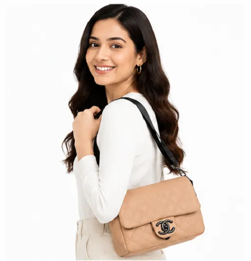 Beige Quilted Women's Sling Bag | Premium Crossbody Shoulder Bag for Women - Image 3