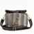 Metallic Grey Women's Crossbody Sling Bag with Adjustable Striped Shoulder Strap and Gold-Tone Hardware