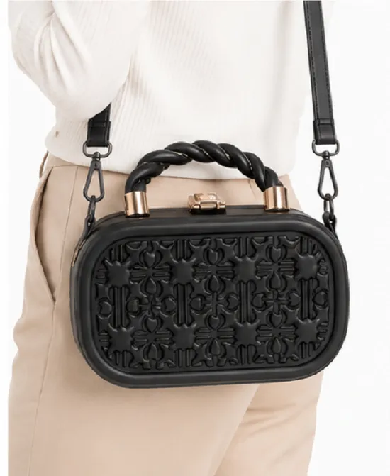 Black Women's Hard Case Clutch Bag | Premium Party Box Handbag for Women - Image 6