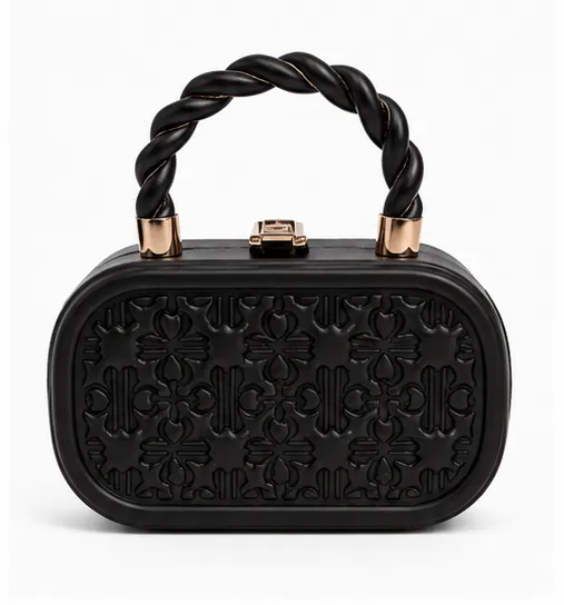 Black Women's Hard Case Clutch Bag | Premium Party Box Handbag for Women - Image 7