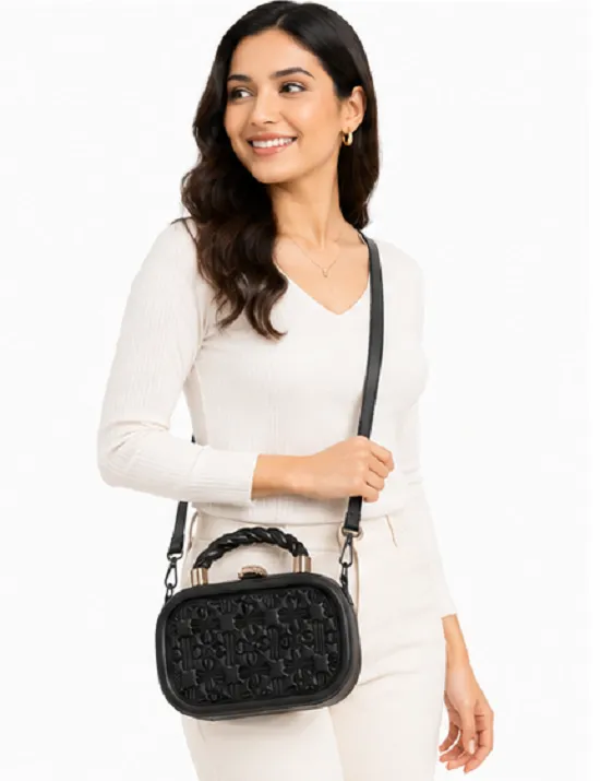 Black Women's Hard Case Clutch Bag | Premium Party Box Handbag for Women - Image 2