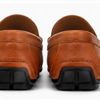 Premium Perforated Slip-On Loafers for Men Tan Brown Casual Driving Shoes,.