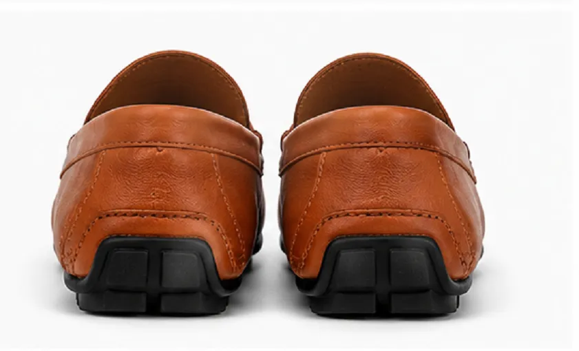 Premium Perforated Slip-On Loafers for Men | Soft Cushioned Casual Driving Shoes – Tan Brown - Image 2