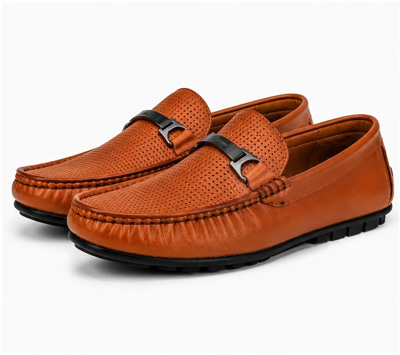 Premium Perforated Slip-On Loafers for Men | Soft Cushioned Casual Driving Shoes – Tan Brown - Image 5
