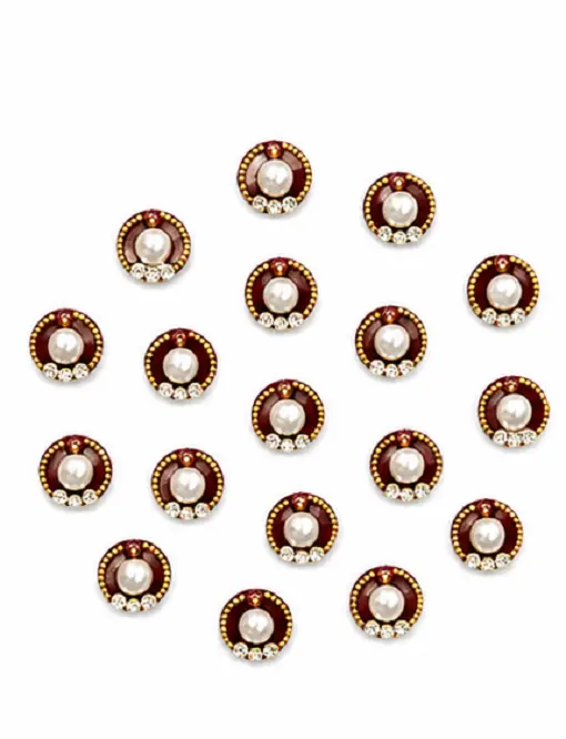 Premium Round Stone Fancy Bindi Pack of 5 | Self Adhesive Designer Bindis - Image 2