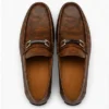 Premium coffee brown textured slip-on loafers for men with soft cushioned insole, lightweight casual driving shoes for office, travel and daily wear.