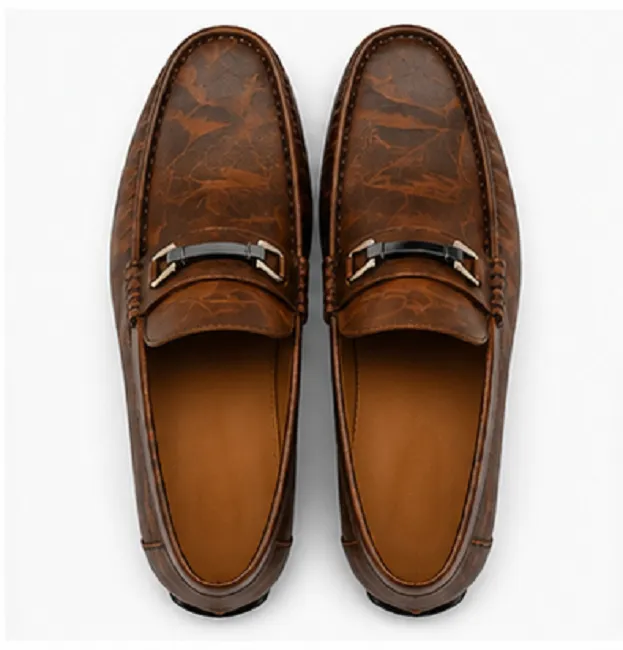 Premium Textured Slip-On Loafers for Men | Soft Cushioned Casual Driving Shoes – Coffee Brown - Image 4