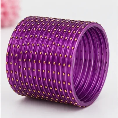 Purple 24 PCS Glass Bangles Set for Women SRMN E Marketplace