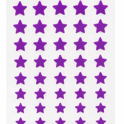 Purple star shape velvet self adhesive bindi stickers pack of 5 sheets for women and girls, perfect for weddings, festivals, pooja, dance performances, parties and traditional ethnic wear.